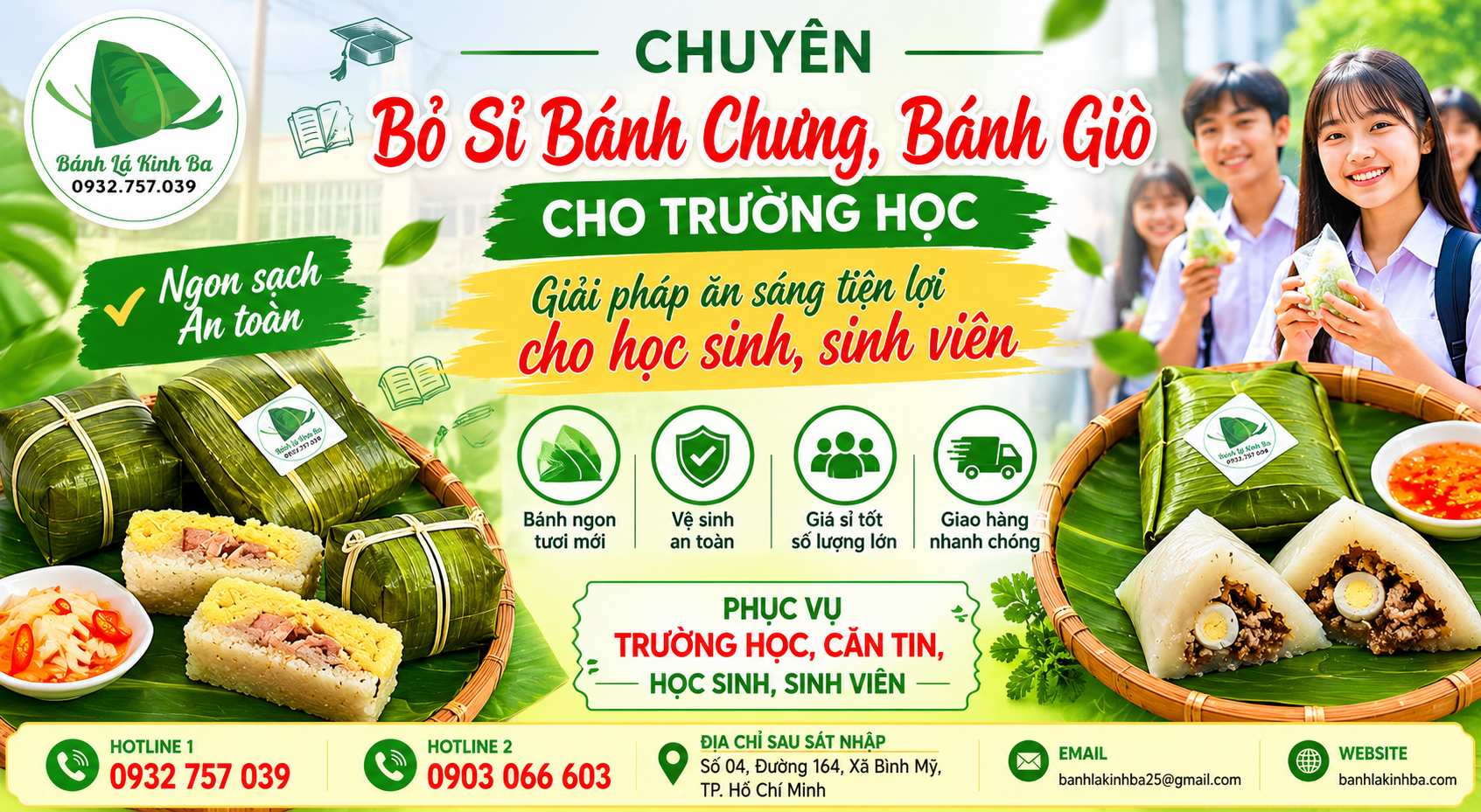Chuyên Bỏ Sỉ Bánh Chưng, Bánh Giò Cho Trường Học