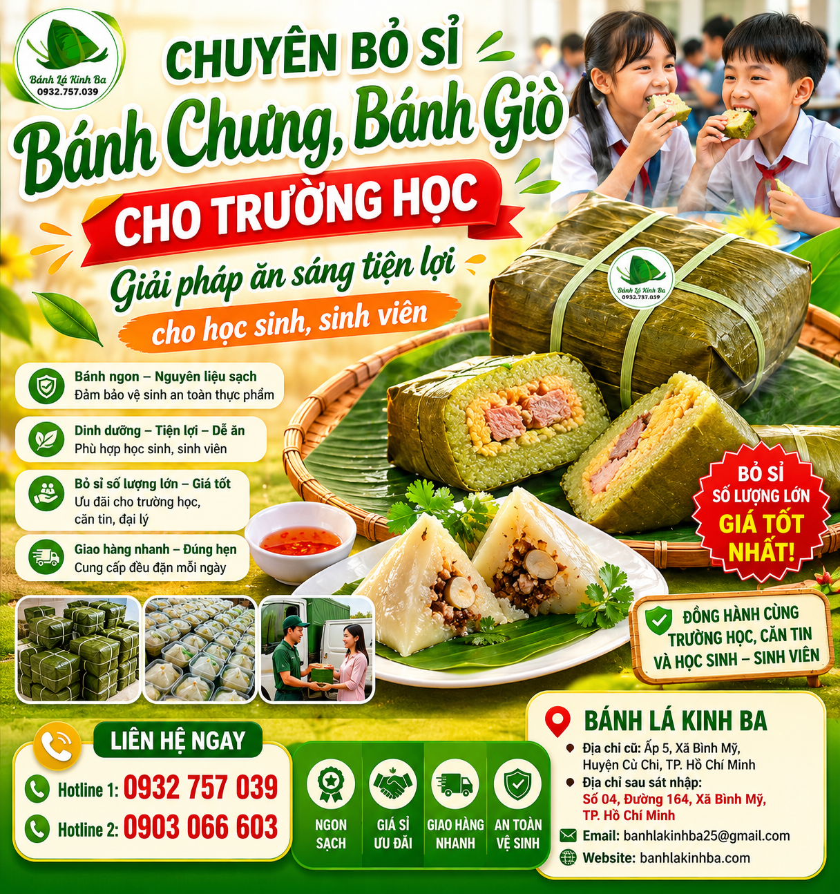 Chuyên Bỏ Sỉ Bánh Chưng, Bánh Giò Cho Trường Học