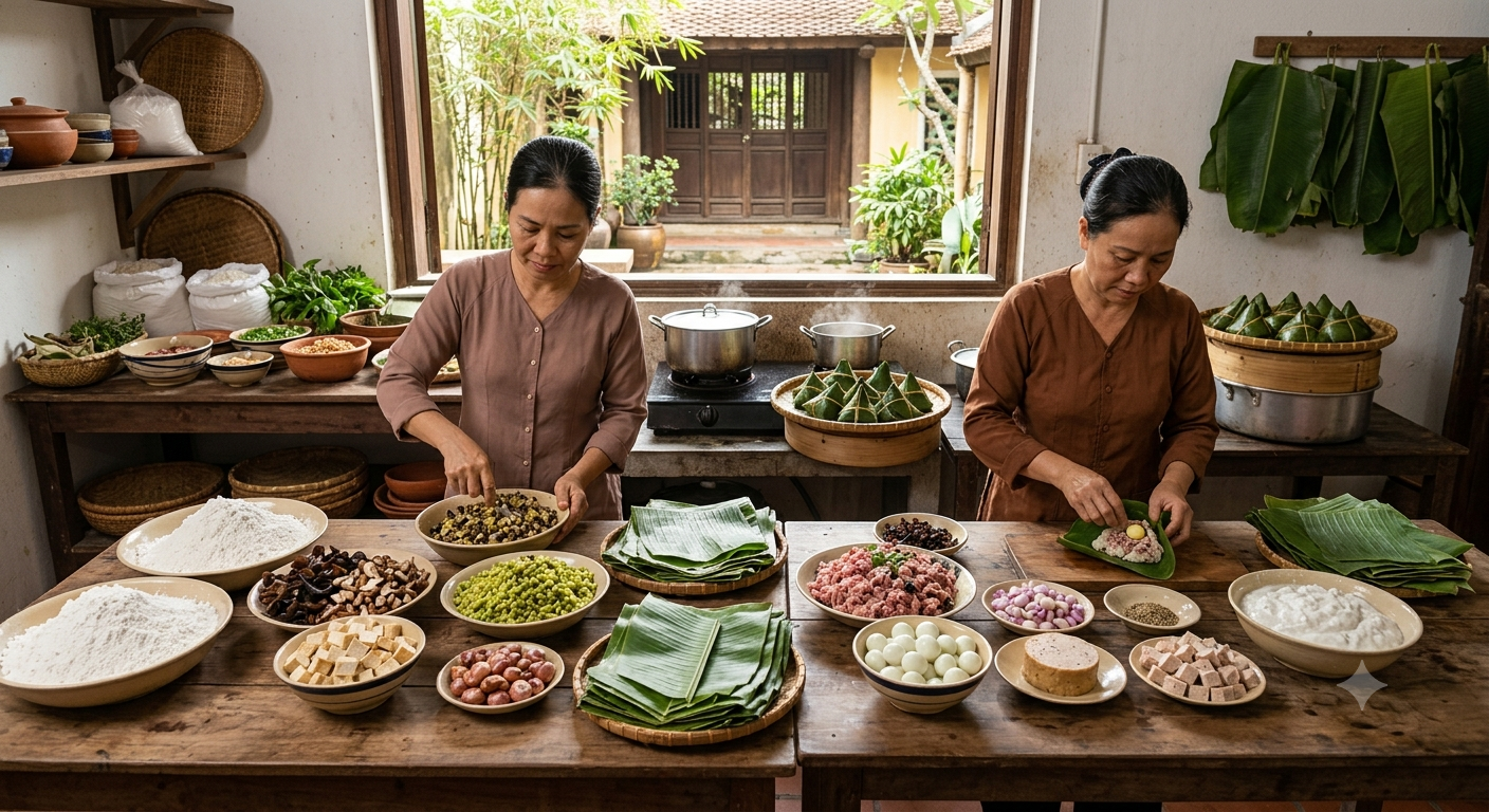 Sự khác biệt về thành phần nguyên liệu giữa bánh giò chay và bánh giò mặn